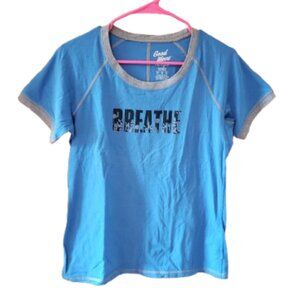 Good Move by Life is Good Womens Semi-fitted Tee Blue Sz L  Yoga Breathe Ringer
